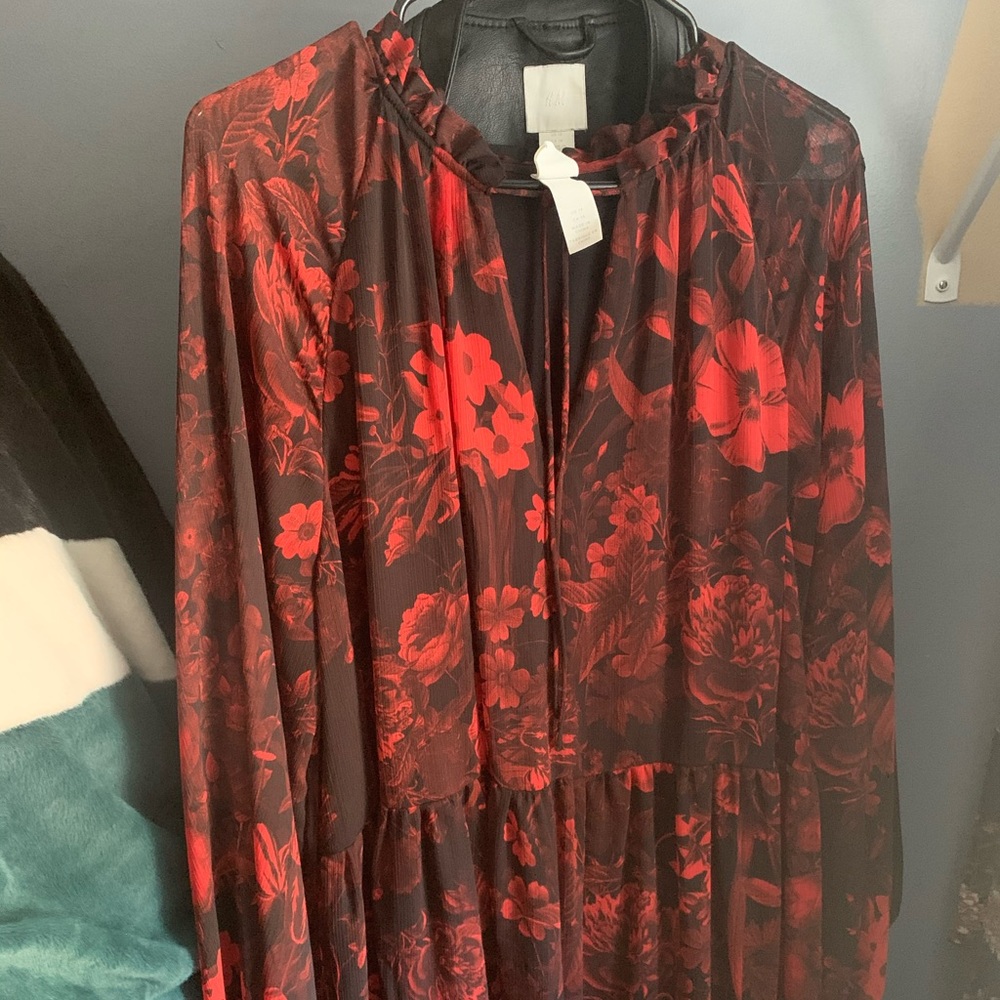 Flounce red dress
